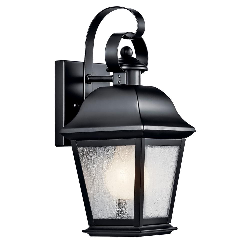 Mount Vernon 12.5 in. 1-Light Black Outdoor Hardwired Wall Lantern Sconce with No Bulbs Included (1-Pack) -  KICHLER, 9707BK