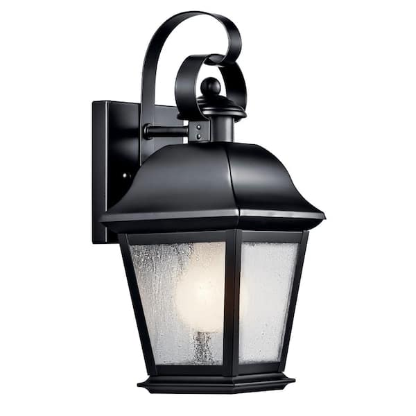 KICHLER Mount Vernon 12.5 in. 1-Light Black Outdoor Hardwired Wall Lantern Sconce with No Bulbs Included (1-Pack)