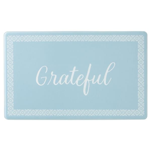 Bloomfield Grateful Border 18 in. x 30 in. Blue Indoor Comfort Kitchen Mat