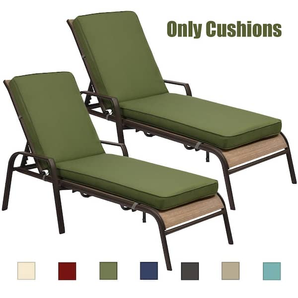 Aoodor 21 in. x 72 in. Outdoor Chaise Lounge Cushion in Green (2-Pack ...