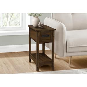 21.75 in. Brown Walnut Veneer Rectangle Top MDF End Table with 2-Tier and Storage Drawer