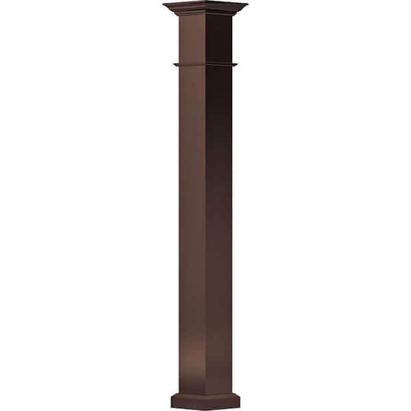 AFCO 9' x 5-1/2" Endura-Aluminum Wellington Style Column, Square Shaft (Post Wrap Installation), Non-Tapered, Textured Bronze