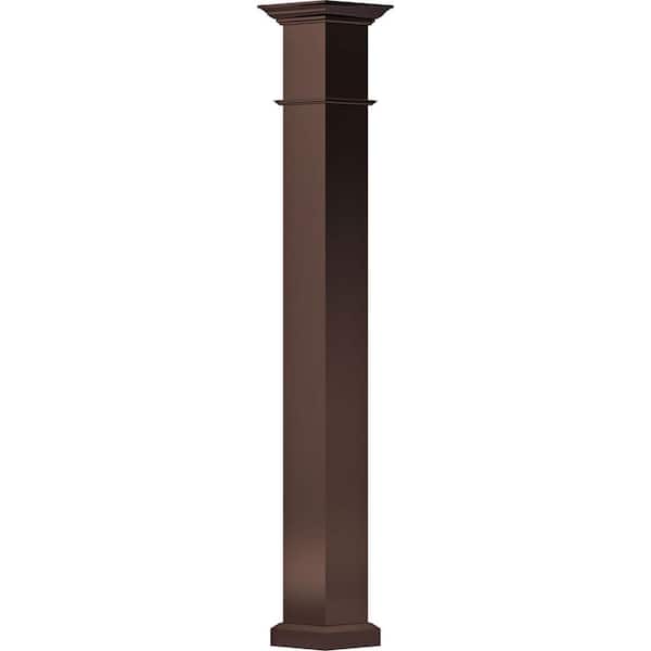 AFCO Industries 8" x 12' Endura-Aluminum Wellington Style Column, Square Shaft (Load-Bearing 20,000 lbs), Non-Tapered, Textured Bronze