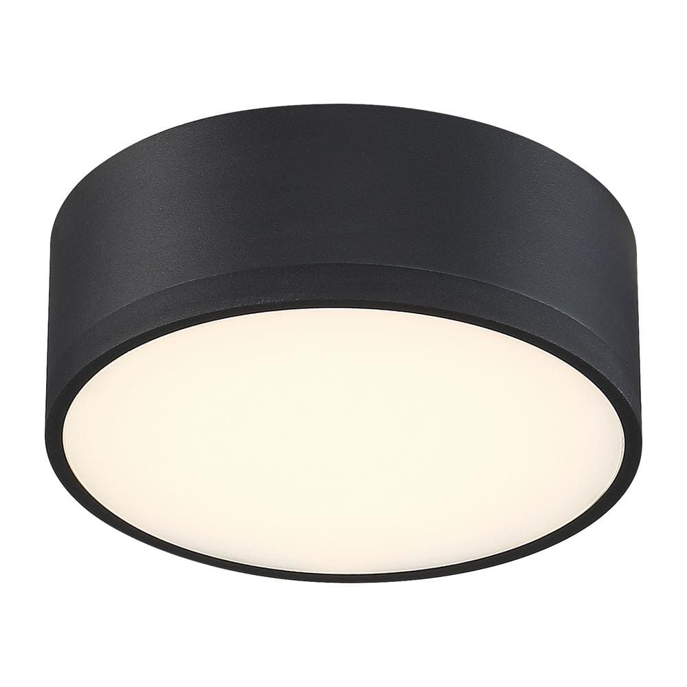 Black Aluminum LED Drum Flush Mount Light