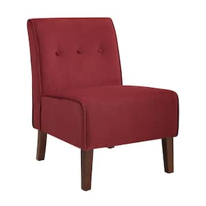 Bruno Red Polyester Accent Chair with Dark Walnut Legs
