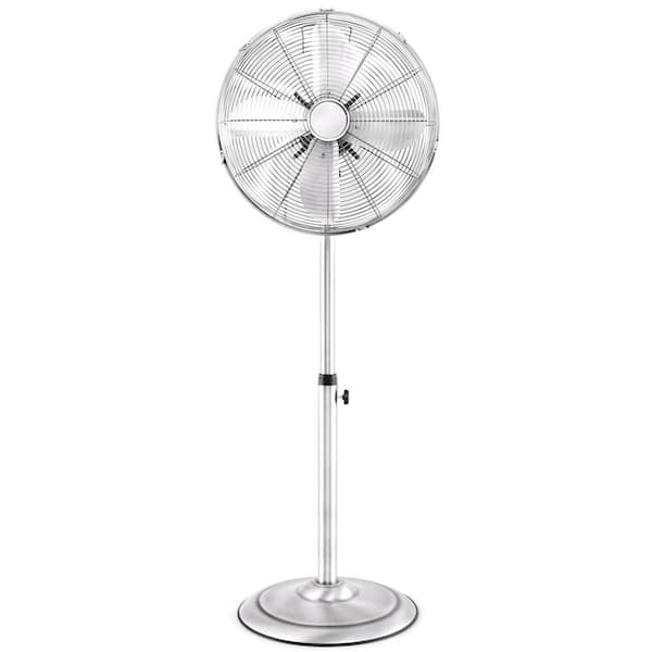 16 in. 3 Speeds Pedestal Fan in Silver with Settings Carrying Handle Aluminum