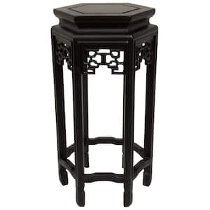 10 in. Rosewood Hexagon Plant Stand in Black