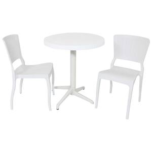 Hewitt All-Weather White 3-Piece Plastic Round Standard Height Outdoor Dining Set
