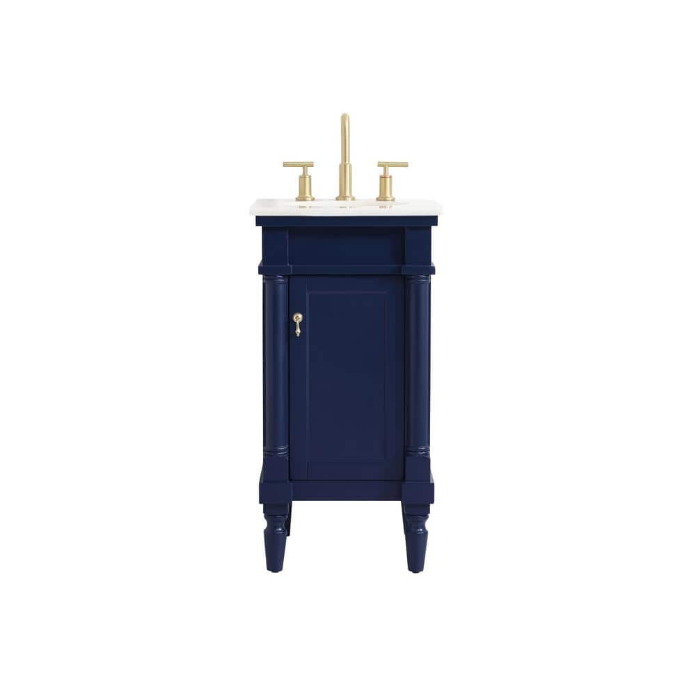 Timeless Home 18.5 in. W Single Bath Vanity in Blue with Marble