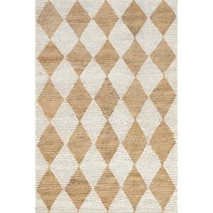 Chaya Diamond Striped Jute Blend Area Rug Natural 4 ft. x 6 ft. Accent Rug