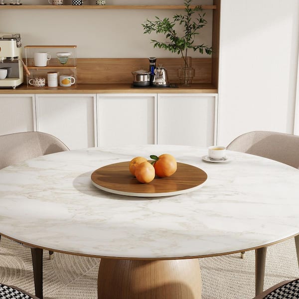 Magic Home 20 in. W Round Sintered Stone Kitchen Lazy Susan