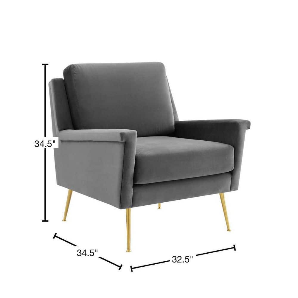 Chesapeake Gold & Gray Velvet Accent Armchair with Brushed Legs