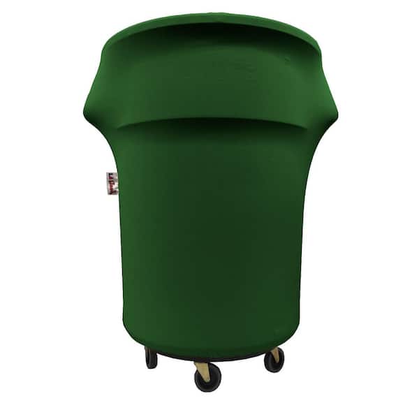 55 Gal. Emerald Green Spandex Cover Fitted for Trash Can on Wheels