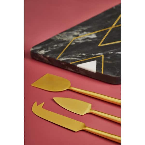 Black & Gold Cake Lift & Knife Set