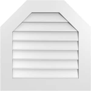 26 in. x 26 in. Octagonal Top Surface Mount PVC Gable Vent: Decorative with Standard Frame