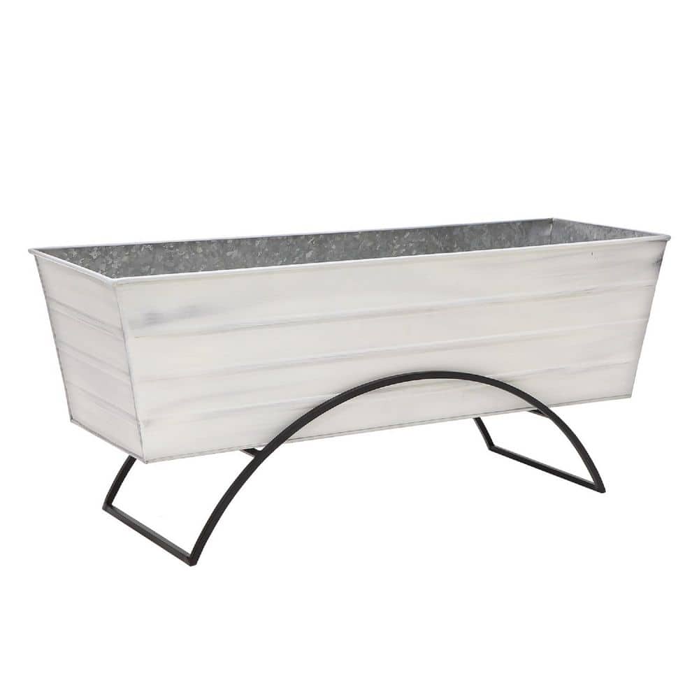 Odette Galvanized Steel Stand With Large Flower Box Planter 32.25 in. Wide Cape Cod White price history on PriceWatchPro