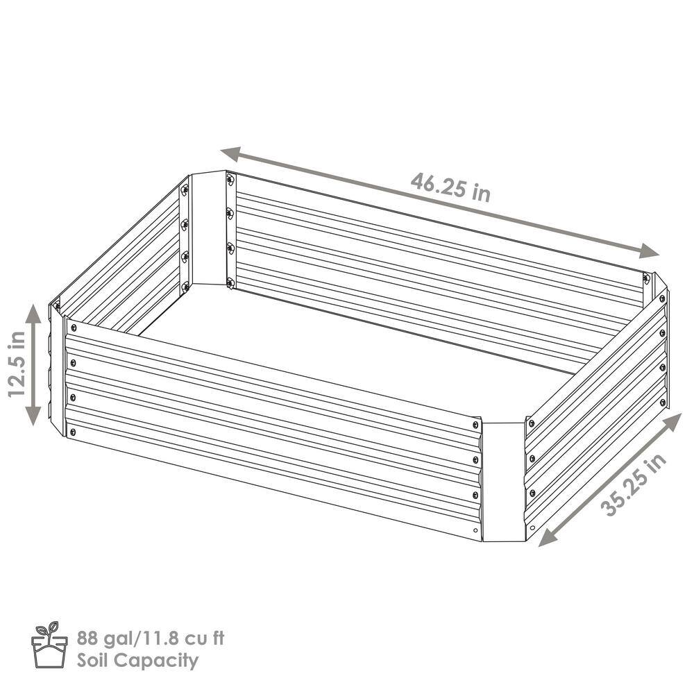 Gray Galvanized Steel 1' Tall Rectangle Raised Garden Bed