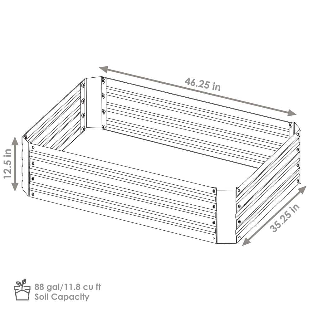 Silver Galvanized Steel Rectangle Raised Garden Bed for Outdoor Patio