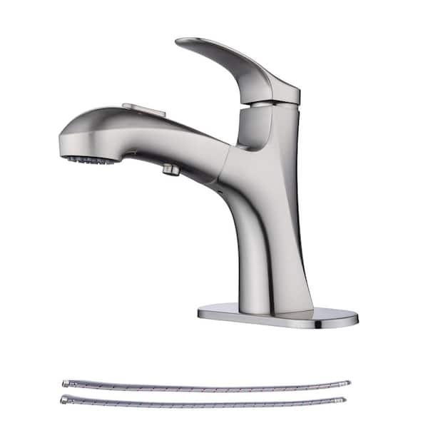 Sprayer Bathroom Faucet With Deckplate, Bathroom Faucets That Pull Out