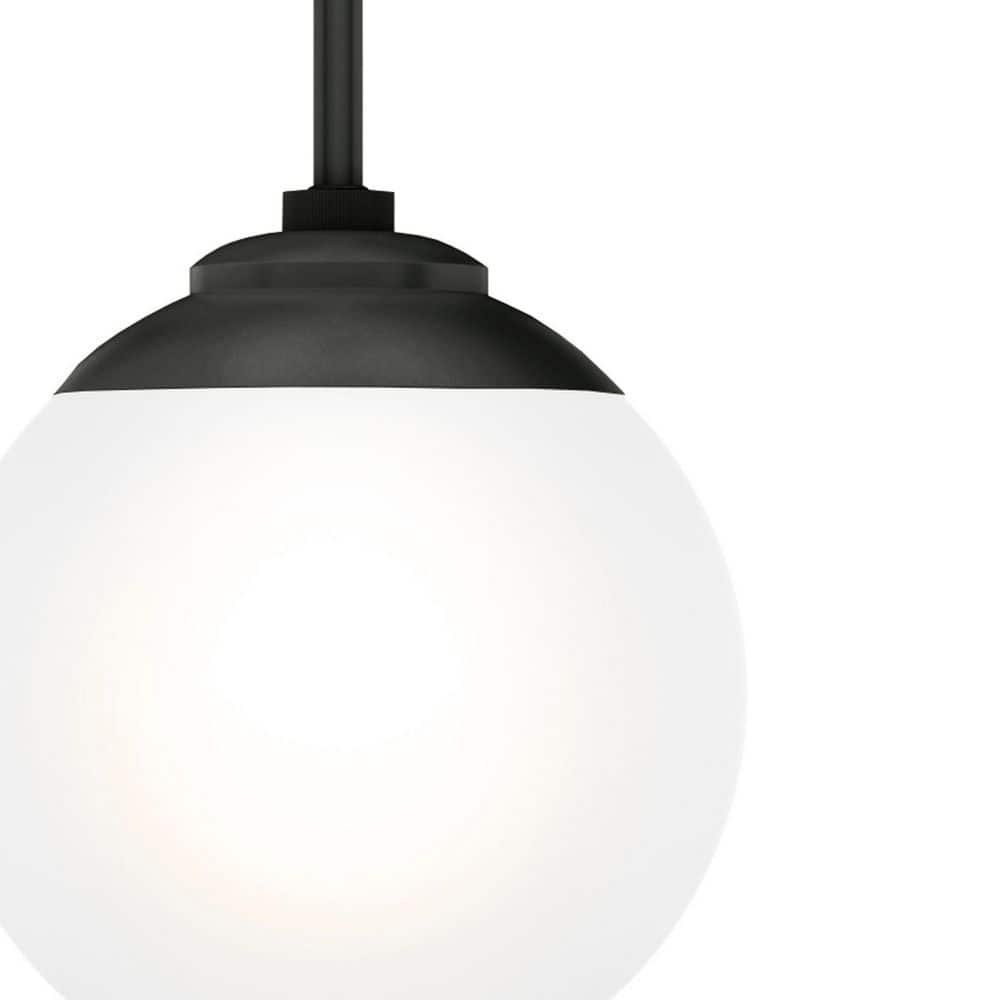 Matte Black and White Glass Globe Mini Pendant Light