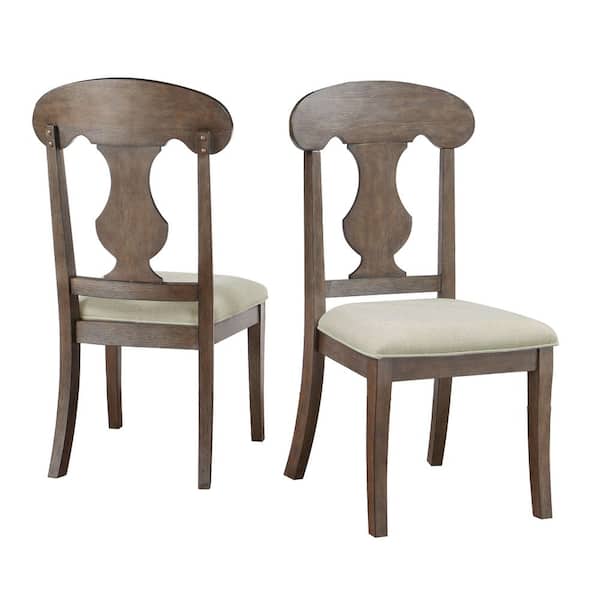 Hector Rustic Oak Linen Fabric Chair (Set of 2)