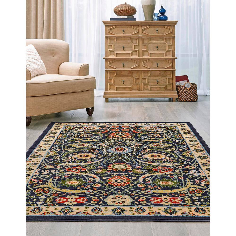 Handmade Rectangular Navy Blue Synthetic Memory Foam Rug