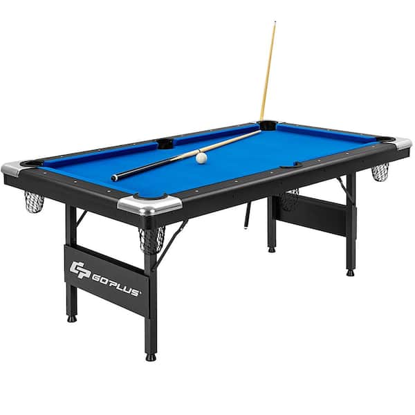 76.5 in. Billiard Table Foldable Pool Table Perfect for Kids and Adults Blue