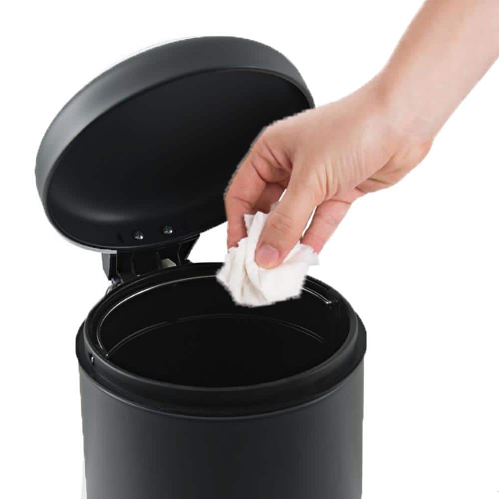 Black Metal Soft Close Bathroom Pedal Trash Can