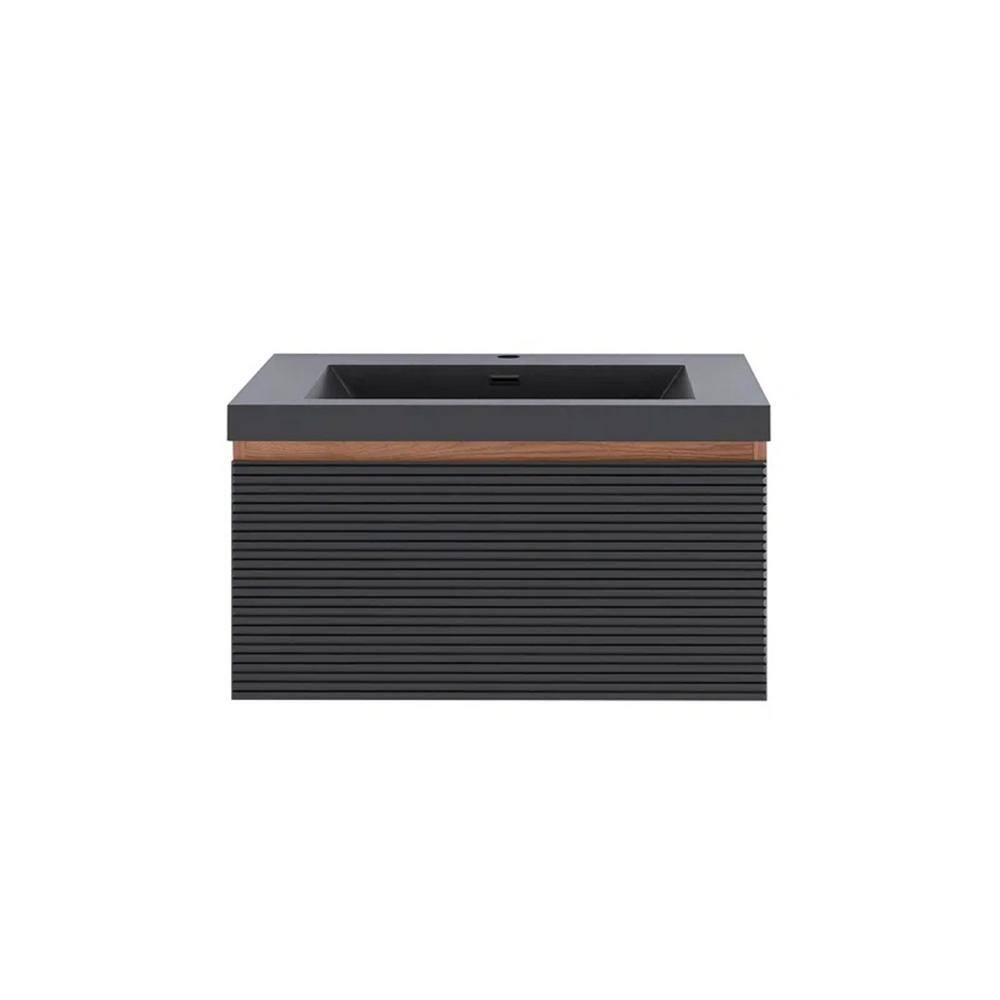 48 in. W x 20 in. D x 16 in. H Single Sink Wall-Mounted Bath Vanity in Mature oak with Black Resin Top price history on PriceWatchPro