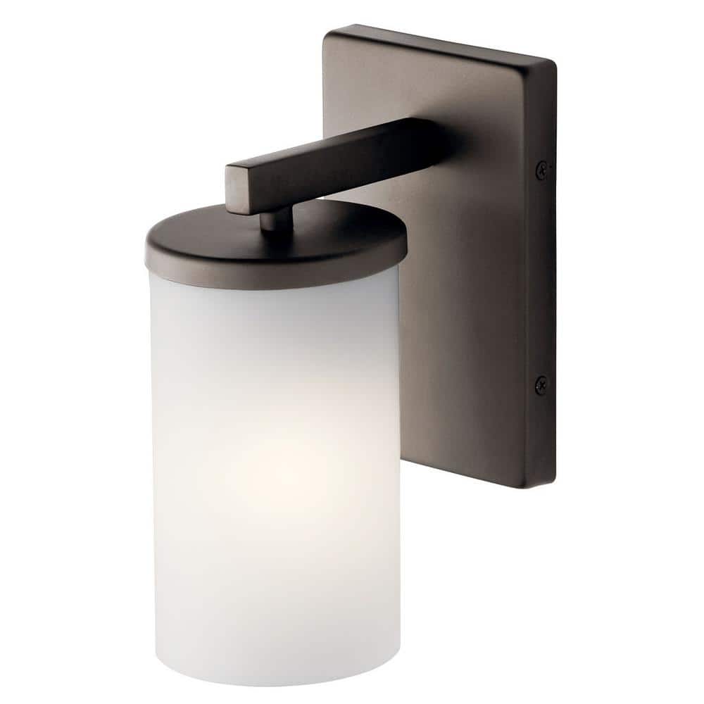 Modern Black Bronze Cylinder Wall Sconce with White Shade
