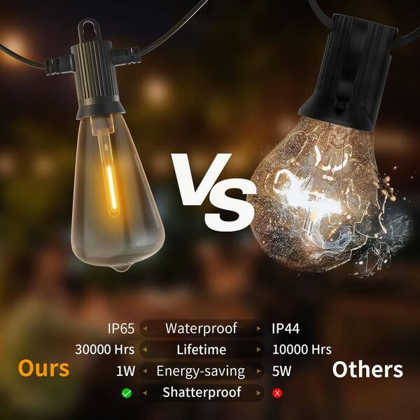 ZXXC 27-Light 50 ft. Indoor/Outdoor Plug-In LED Edison String