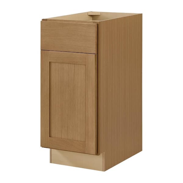 Avondale 15 in. W x 24 in. D x 34.5 in. H Ready to Assemble Plywood Shaker Base Kitchen Cabinet in White Oak