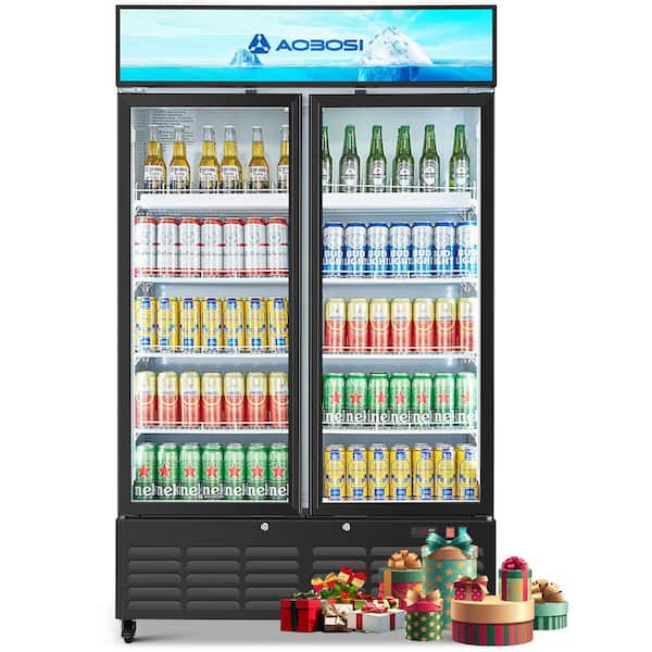 Aaobosi 27 cu. ft., 44 in. Commercial Display Fridge w/ Customizable Lightbox Merchandiser Refrigerator in Black, ETL Certified