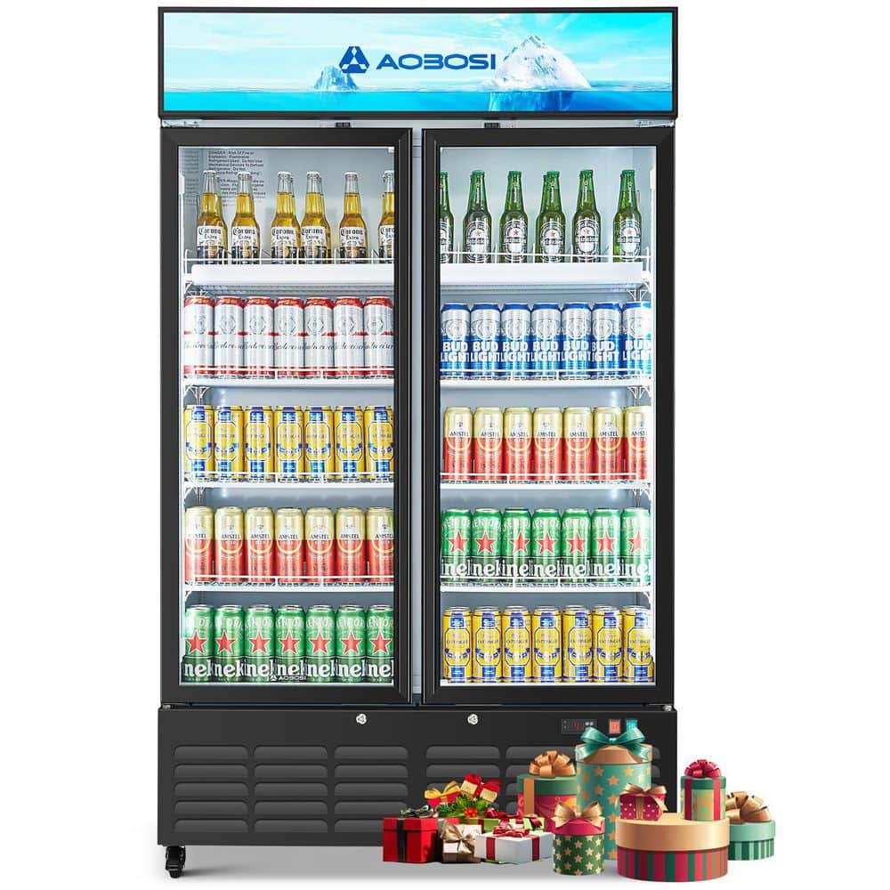 27 cu. ft., 44 in. Commercial Display Fridge w/ Customizable Lightbox Merchandiser Refrigerator in Black, ETL Certified