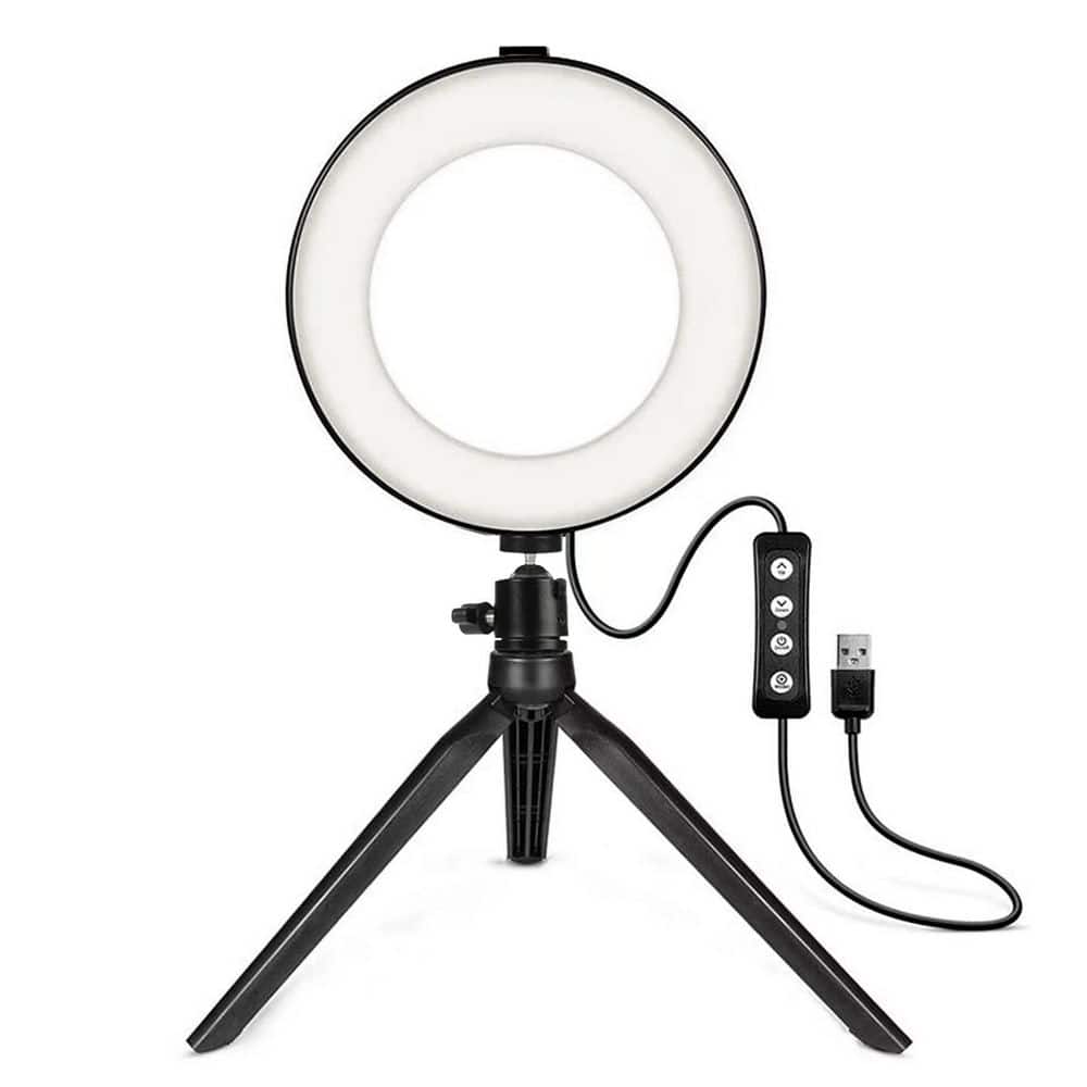 6 in. Black Ring Light with Tripod Stand Clamp Phone Holder 3 Modes 11 Brightness Makeup Video Kit price history on PriceWatchPro