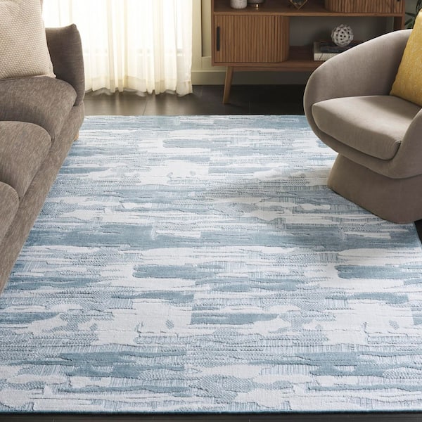 Mirage 6 ft. x 9 ft. Light Blue/Ivory Abstract Area Rug