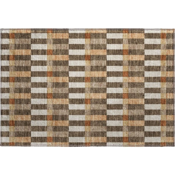 Mayfield Premium Machine Washable Abstract AMF2548 Chocolate 2 ft. x 3 ft. Accent Rug