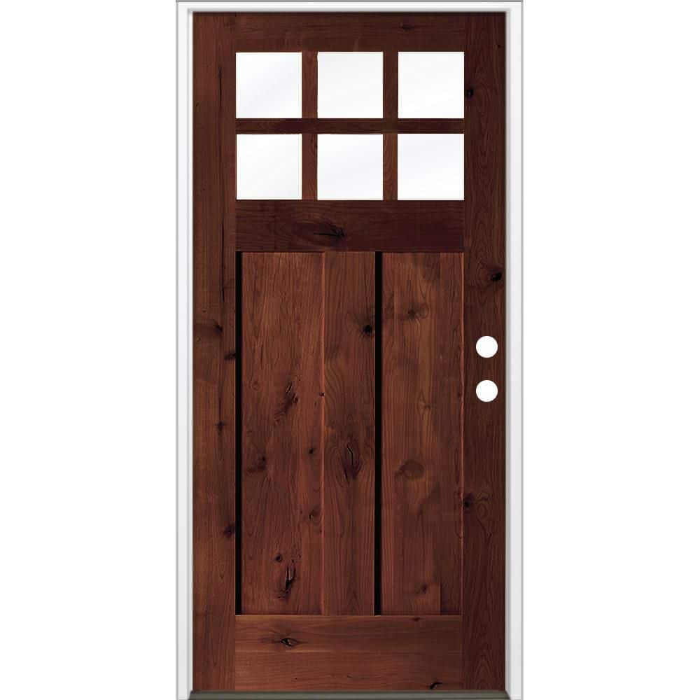 Krosswood Doors 36 in. x 80 in. Craftsman Knotty Alder Left-Hand ...