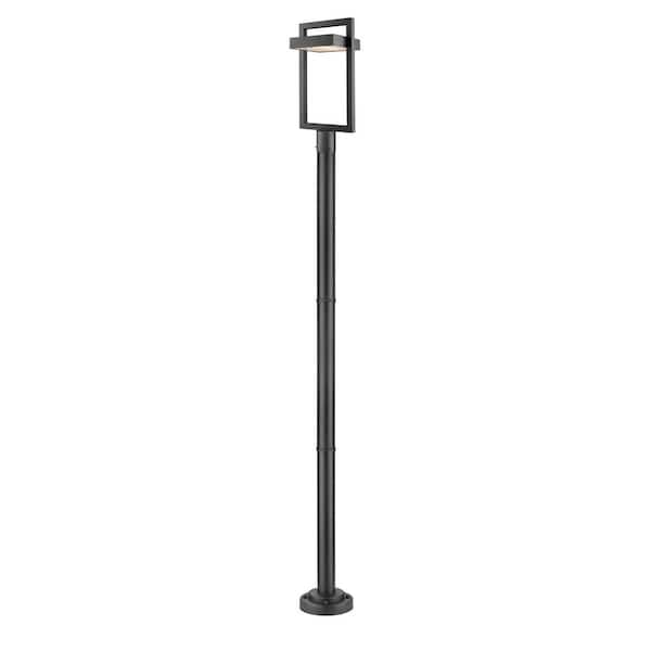 Unbranded Luttrel 97.23 in. 1-Light Black Aluminum Hardwired Outdoor Weather Resistant Post Light Set LED