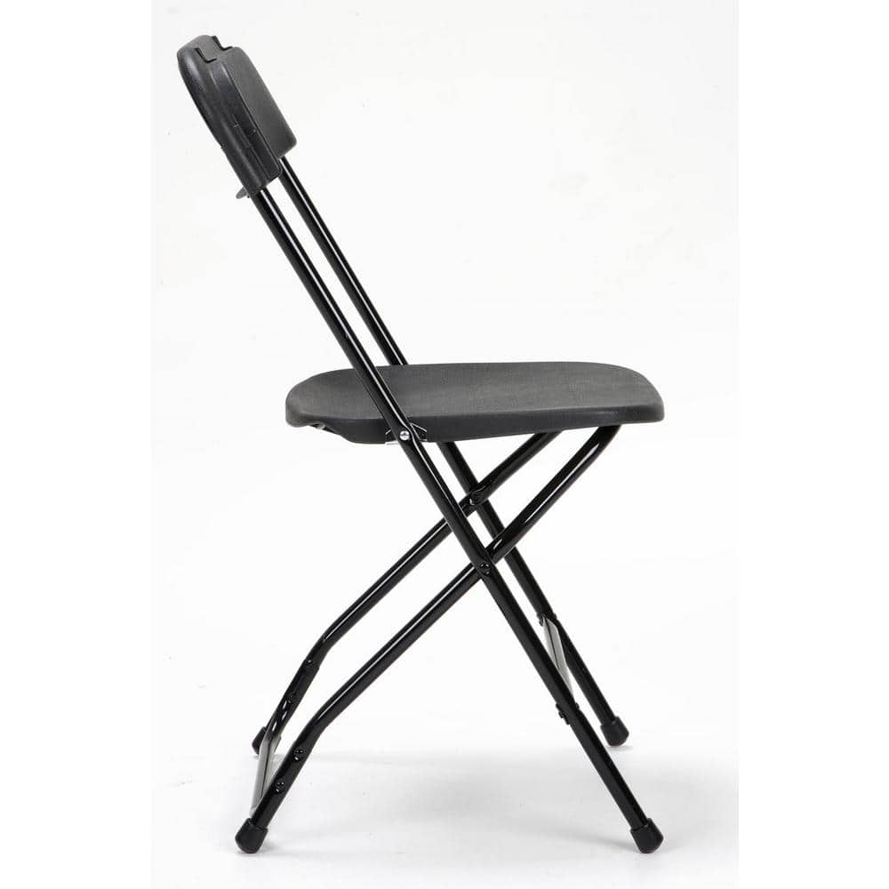 Black Heavy Duty Plastic Folding Chair with Steel Frame, 8 Pack