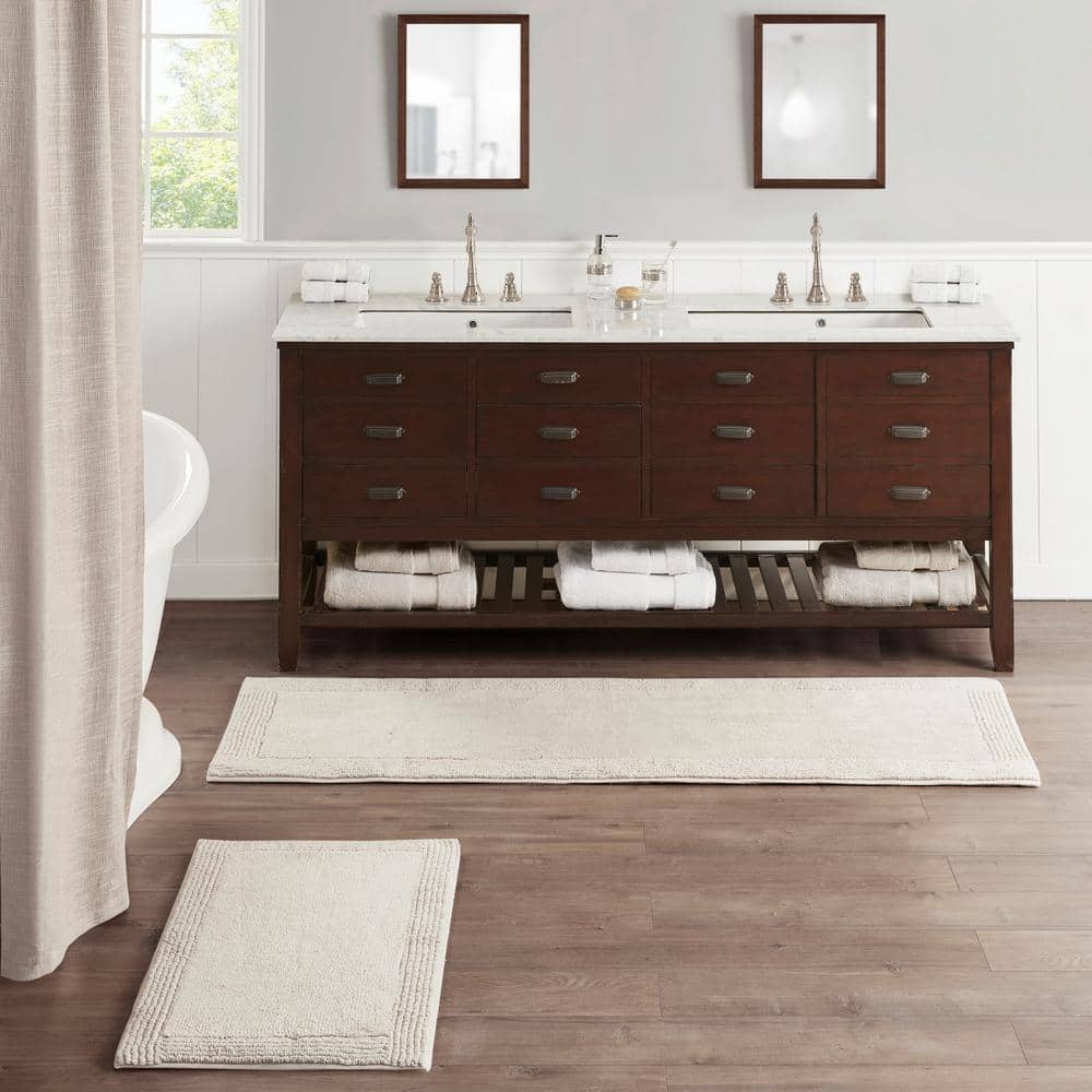 MADISON PARK SIGNATURE Cotton Solid Tufted Bath Rug Set in Natural  MPS72-472 