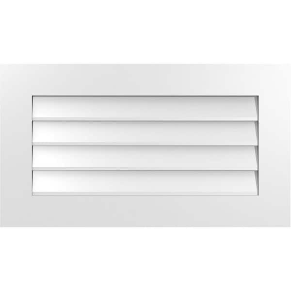 Ekena Millwork 32 in. x 18 in. Vertical Surface Mount PVC Gable Vent: Decorative with Standard Frame
