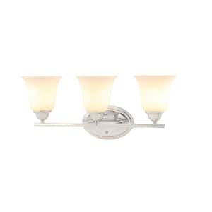 24 in. 3-Light Chrome Vanity Light with Frosted Glass Shade