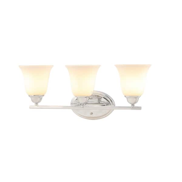 Aspen Creative Corporation 24 in. 3-Light Chrome Vanity Light with Frosted Glass Shade