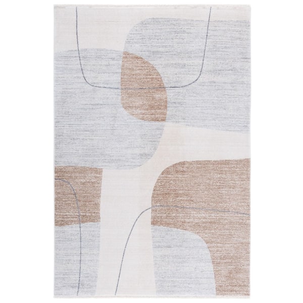 Forum 5 ft. x 7 ft. Ivory/Gray Brown Geometric Abstract Area Rug