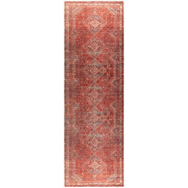 Mr. Kate Annie Red/Blue Distressed 3 ft. x 8 ft. Medallion Washable Runner Rug