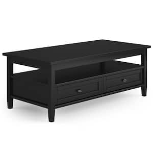 Warm Shaker Solid Wood 48 in. Wide Rectangle Transitional Coffee Table in Black
