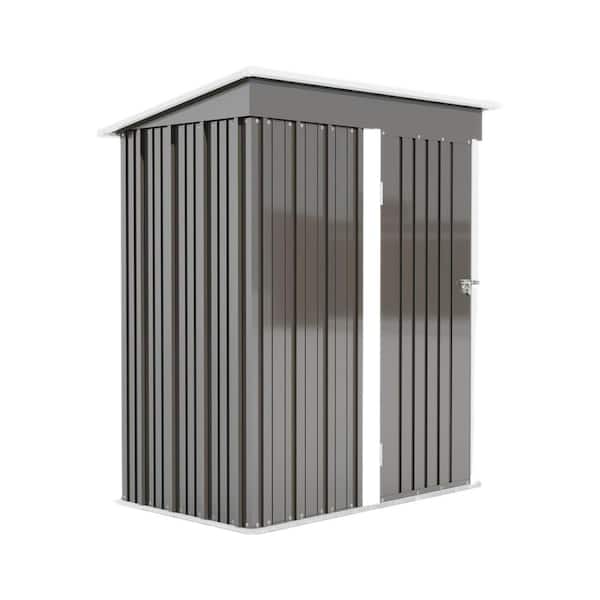 ITOPFOX Multi-functional Storage 3 ft. W x 5 ft. D Metal Shed in Gray w/ Sloping Roof & Lockable Door, Waterproof (15 sq. ft.)