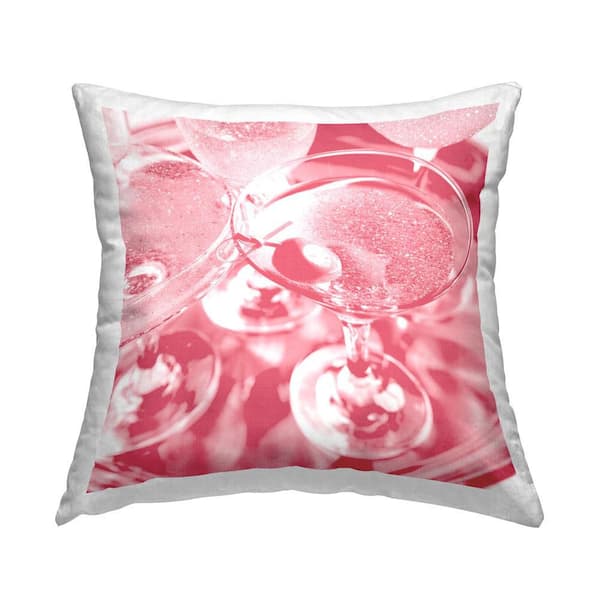 Stupell Industries Pink Abstract Martini Pink Abstract Polyester 18 in. x 18 in. Throw Pillow