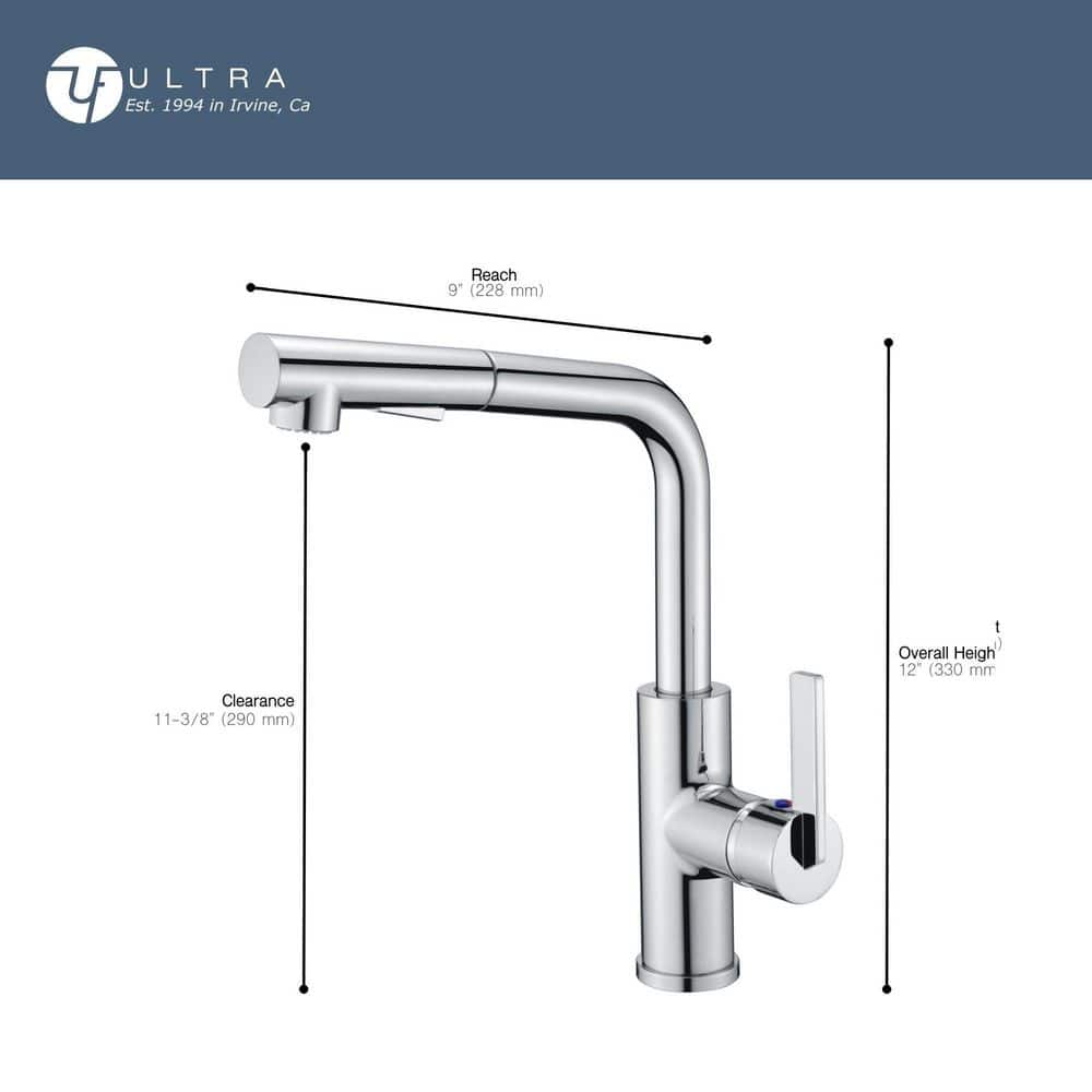 Matte Black Contemporary Pull-Out Kitchen Faucet with Lever Handle